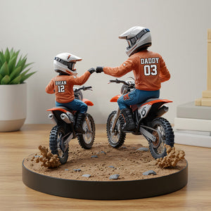 Dirt Bike Dad And Kid - Personalized Dirt Bike Custom Shaped Acrylic Plaque