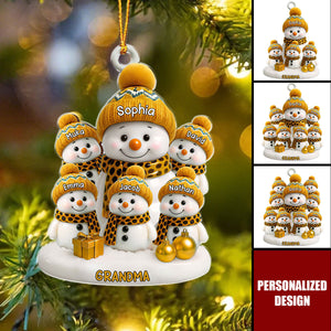Personalized Snowman Family Christmas Celebration Ornament