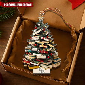 Personalized Book Lover Christmas Tree Ornament