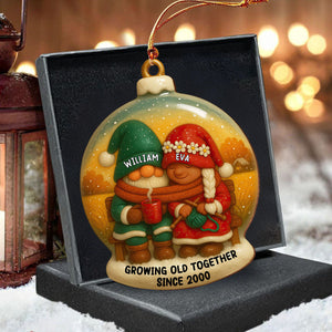 Growing Old Together With Santa Hats, Custom Wood Ornament