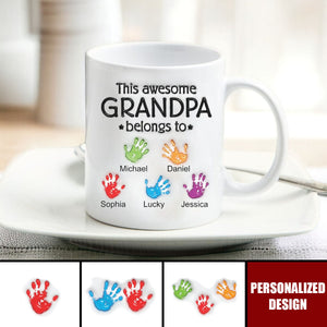 This Awesome Dad Belongs To - Family Personalized Custom 3D Inflated Effect Printed Mug