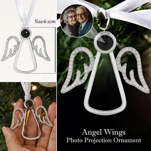 Personalized Angel Wings Memorial Photo Projection Ornament