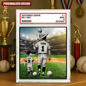 Personalized Dad Grandpa Man & Kids Trading Card Style Acrylic Block Plaque