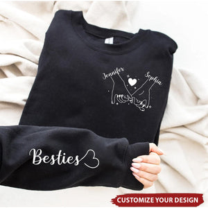 Custom Besties Sweatshirt With Names-Personalized Gift For Best Friend