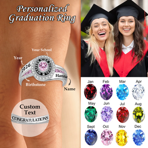 Personalized Engraved Birthstone Graduation Ring Gift for Graduates