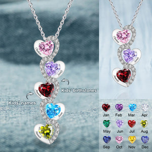 Personalized Heart-shaped Name Birthstone Necklace-Gift For Mom/Grandma