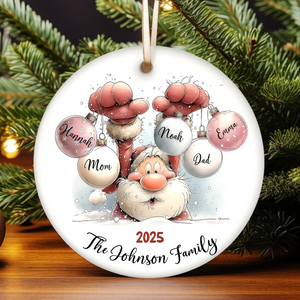 Family Name Christmas Santa Personalized Ceramic Ornament