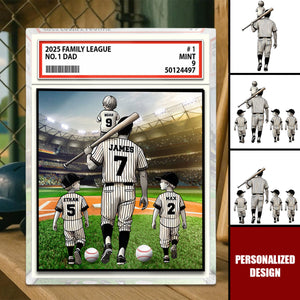 Personalized Dad Grandpa Man & Kids Trading Card Style Acrylic Block Plaque