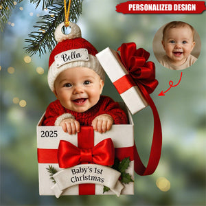 Personalized Baby Photo Christmas Gift Box Ornament