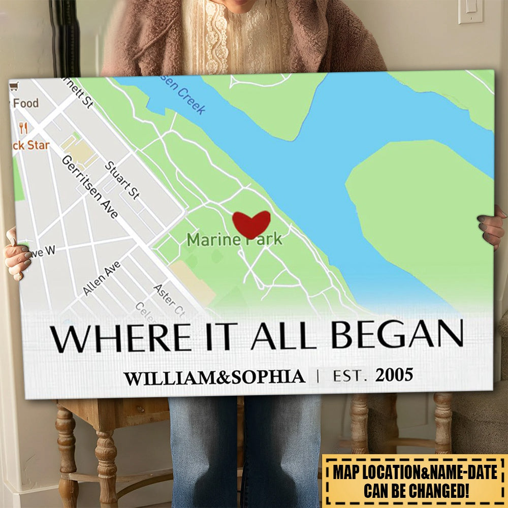 Where It All Began - Couple Personalized Custom Canvas