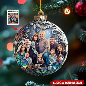 Custom Photo Christmas Good Cheer Is Found With Family - Family Personalized Custom Ornament