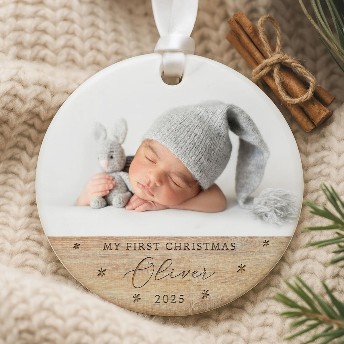 Personalized Baby’s First Christmas Ornament, Baby Holiday Keepsake