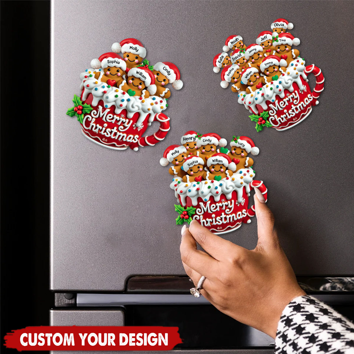 Merry Christmas - Personalized Gingerbread Acrylic Fridge Magnet
