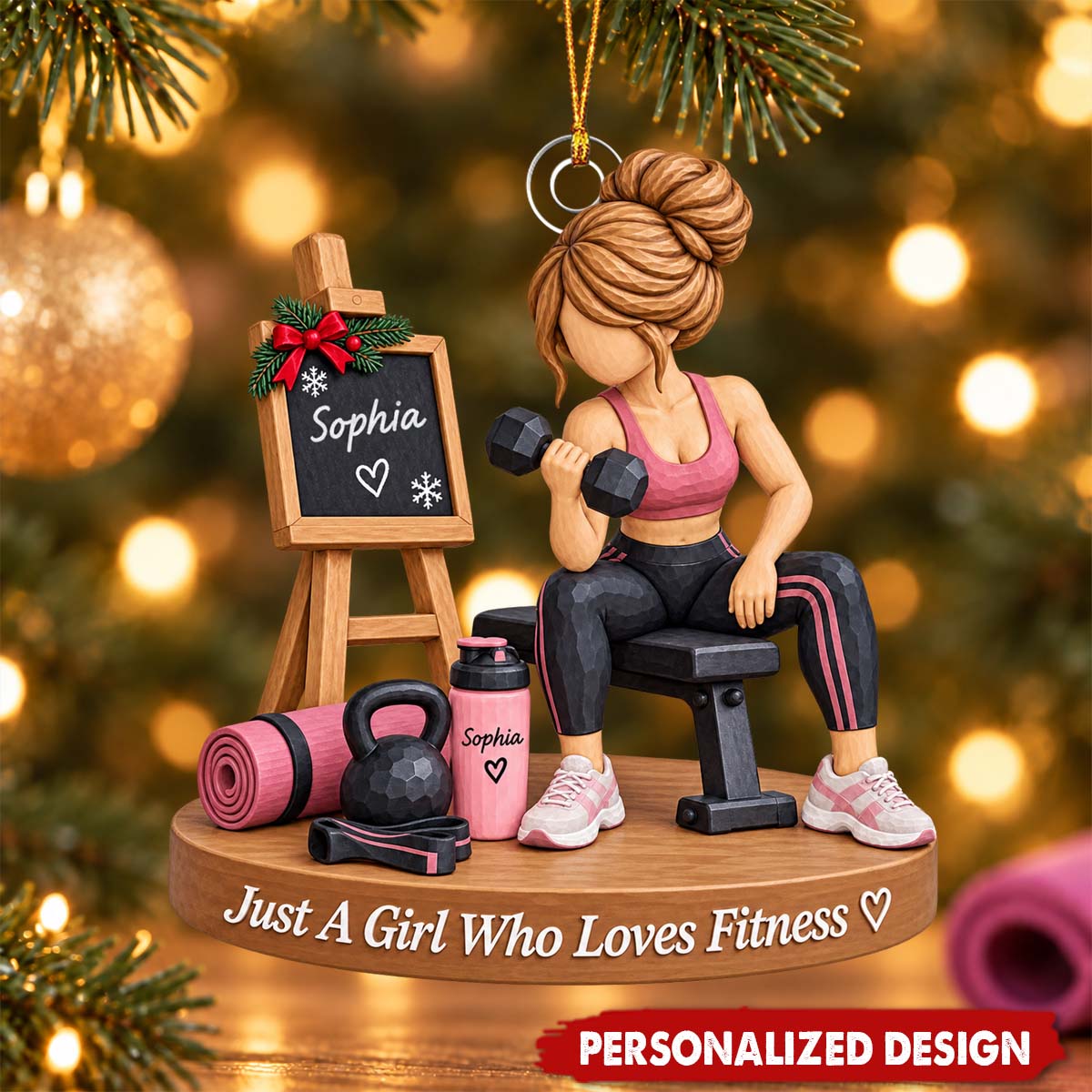 Personalized Fitness Gym Girl Ornament
