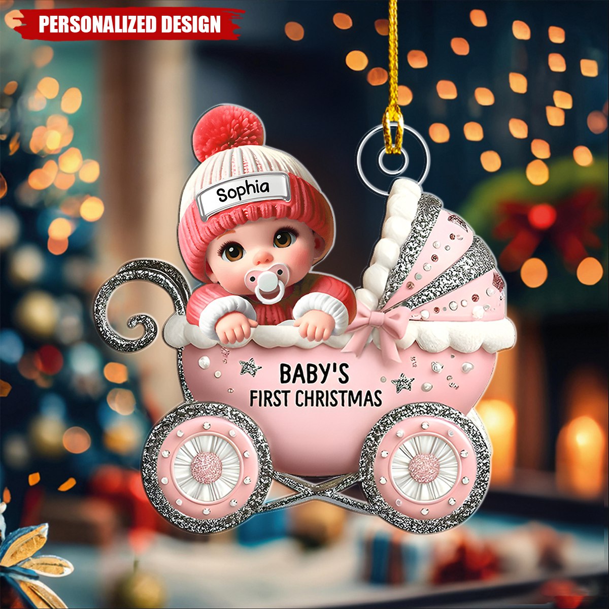 First Christmas Baby Pram - Personalized Acrylic Ornament