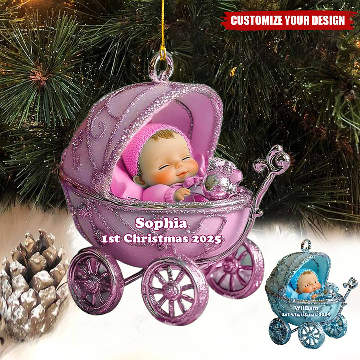 Baby 1st Christmas - Personalized Family Ornament