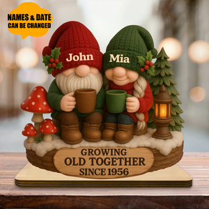 Growing Old Together Couple Personalized Wooden Plaque