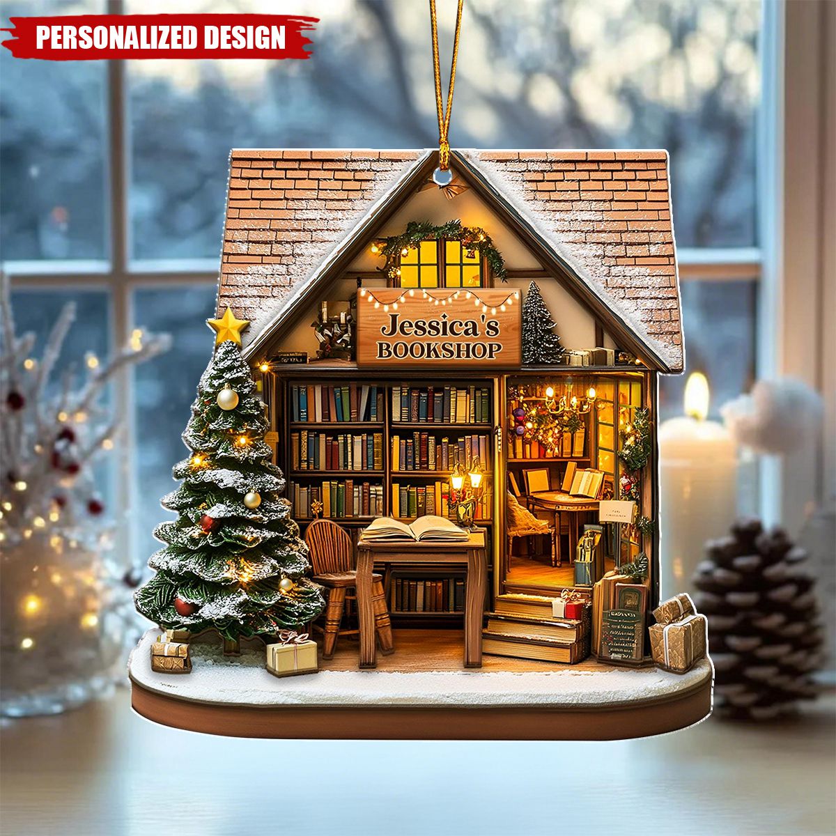 Personalized Bookstore Ornament, Christmas Ornament Gift For Book Lovers