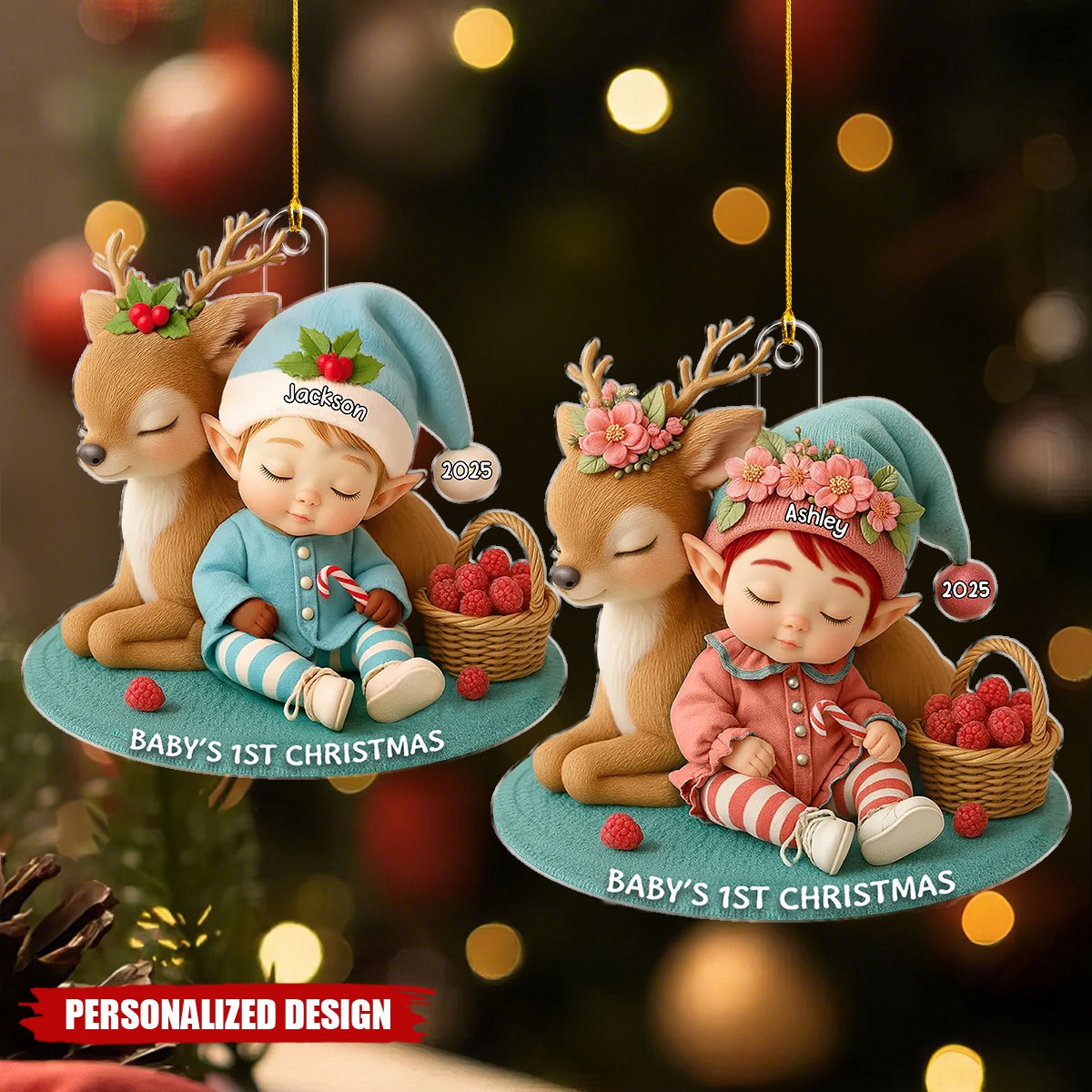 Baby's 1st Christmas Ornament - Personalized Newborn Holiday Gift 2025