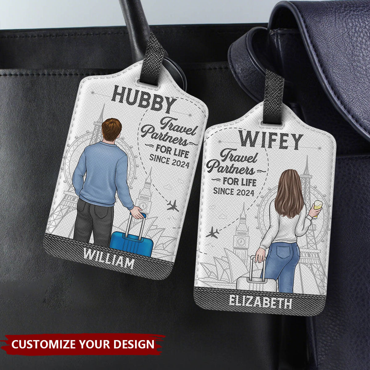 Exploring The World, Hand In Hand - Travel Personalized Custom Combo 2 Luggage Tags