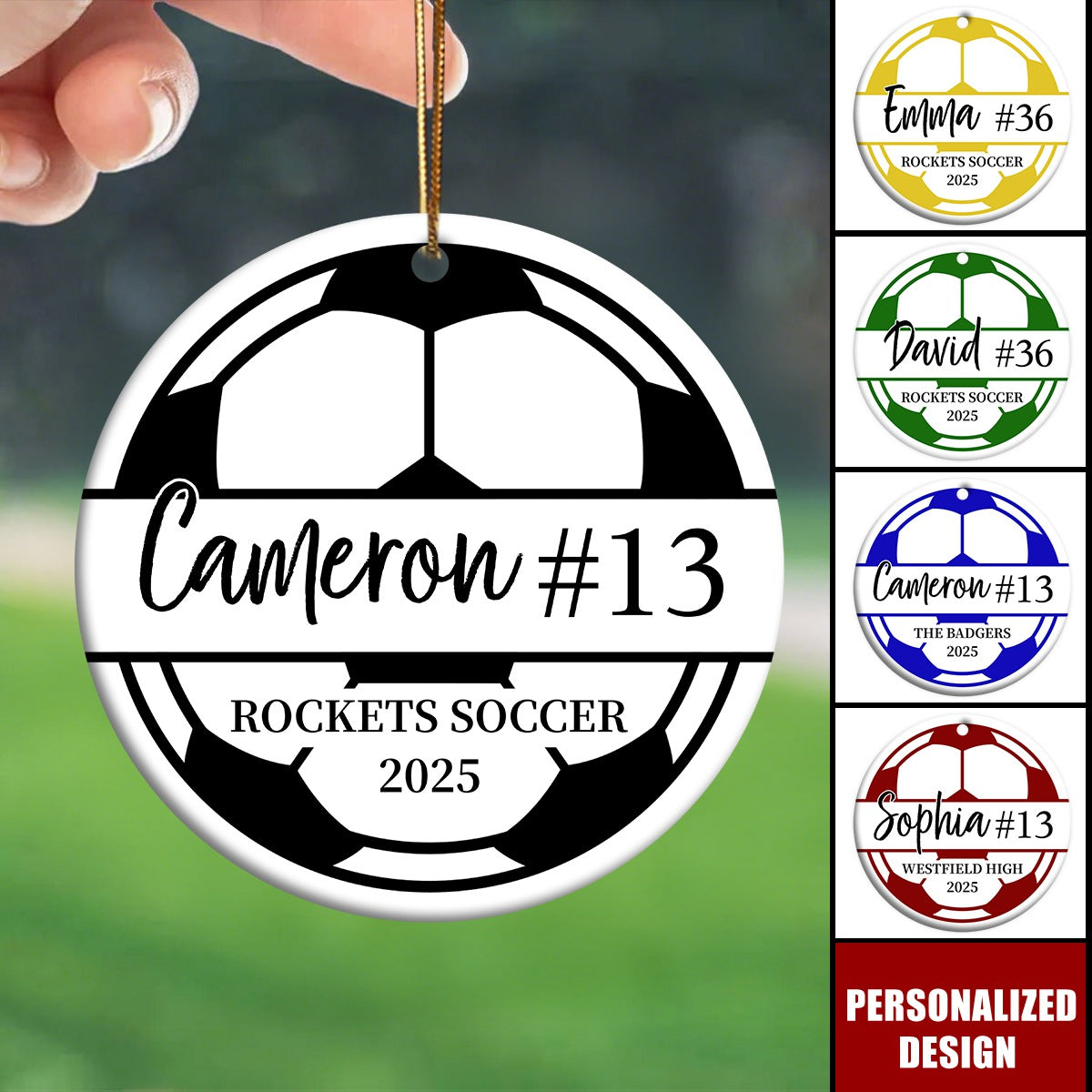 Personalized Soccer Ball Christmas Ornament