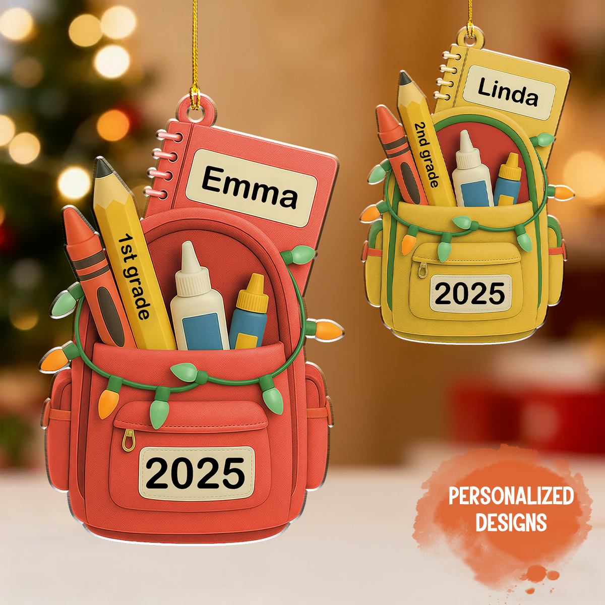 Personalized Kids School Backpack Ornament