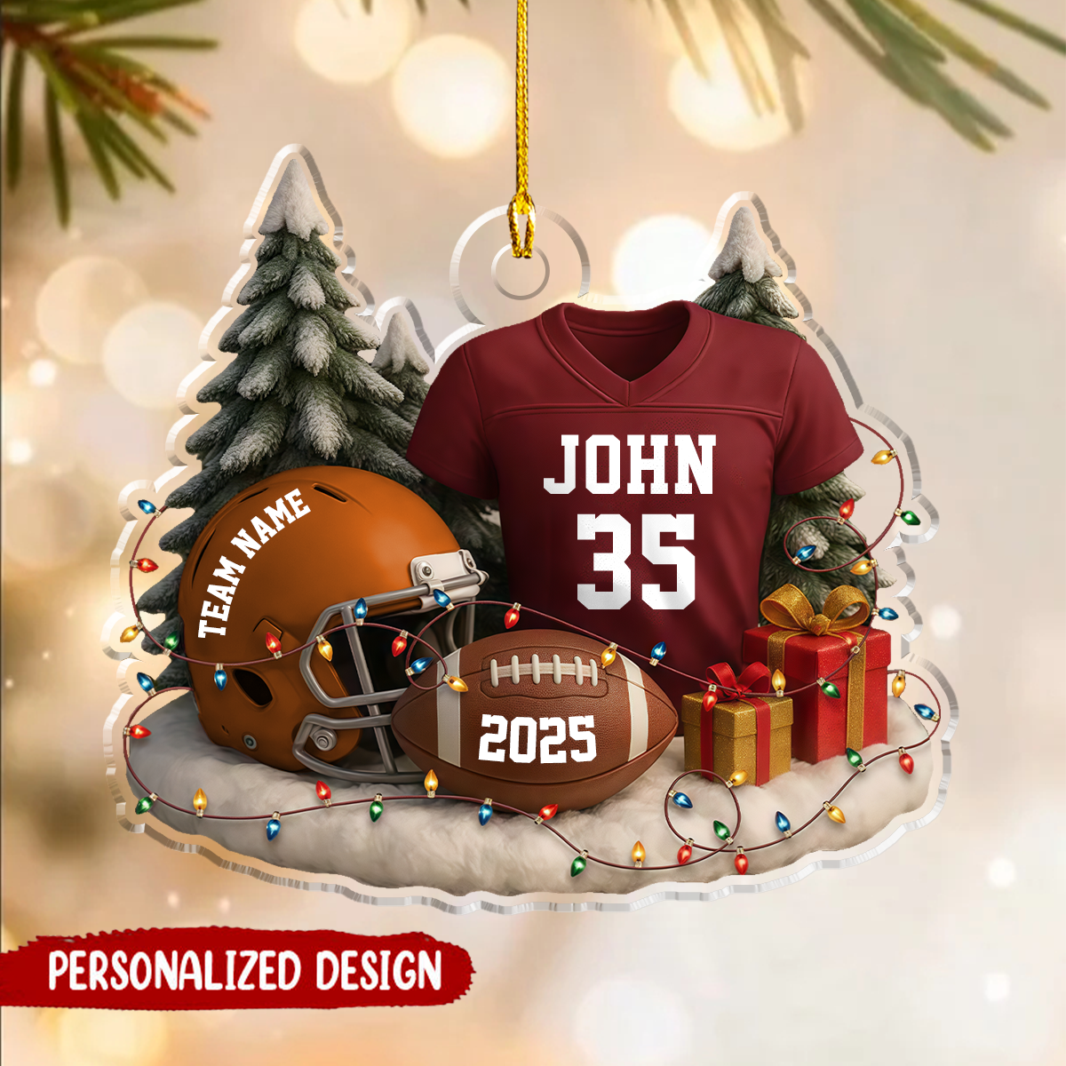 Personalized Custom Jersey & Helmet Football Player Ornament