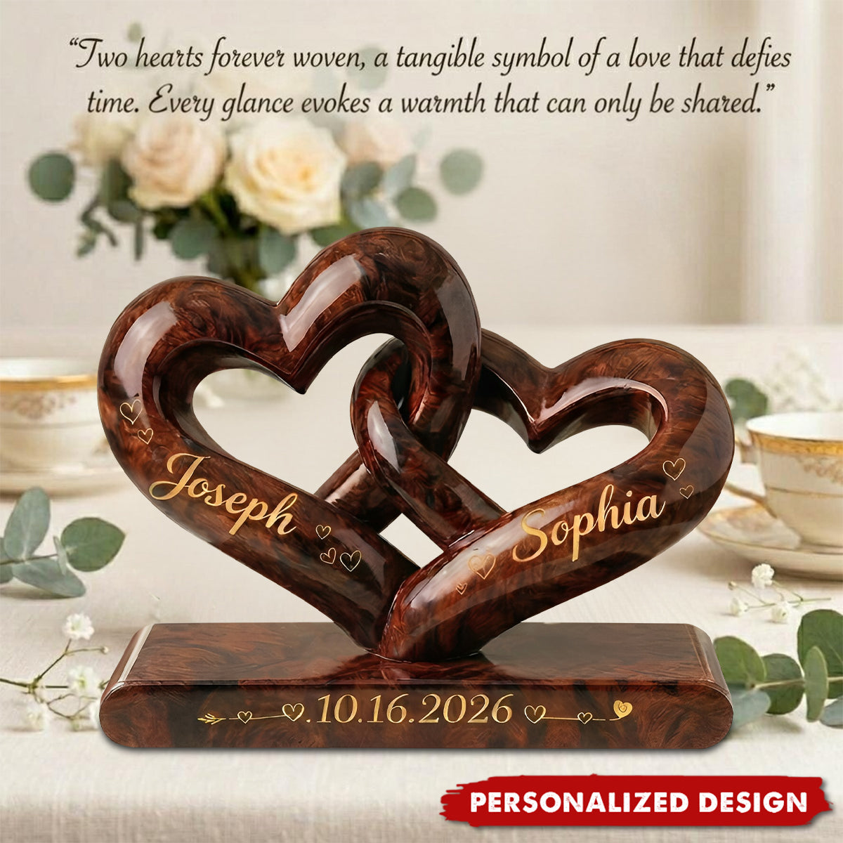 Personalized Acrylic Heart Infinity Plaque, Custom Couple Names Anniversary Wedding Gift