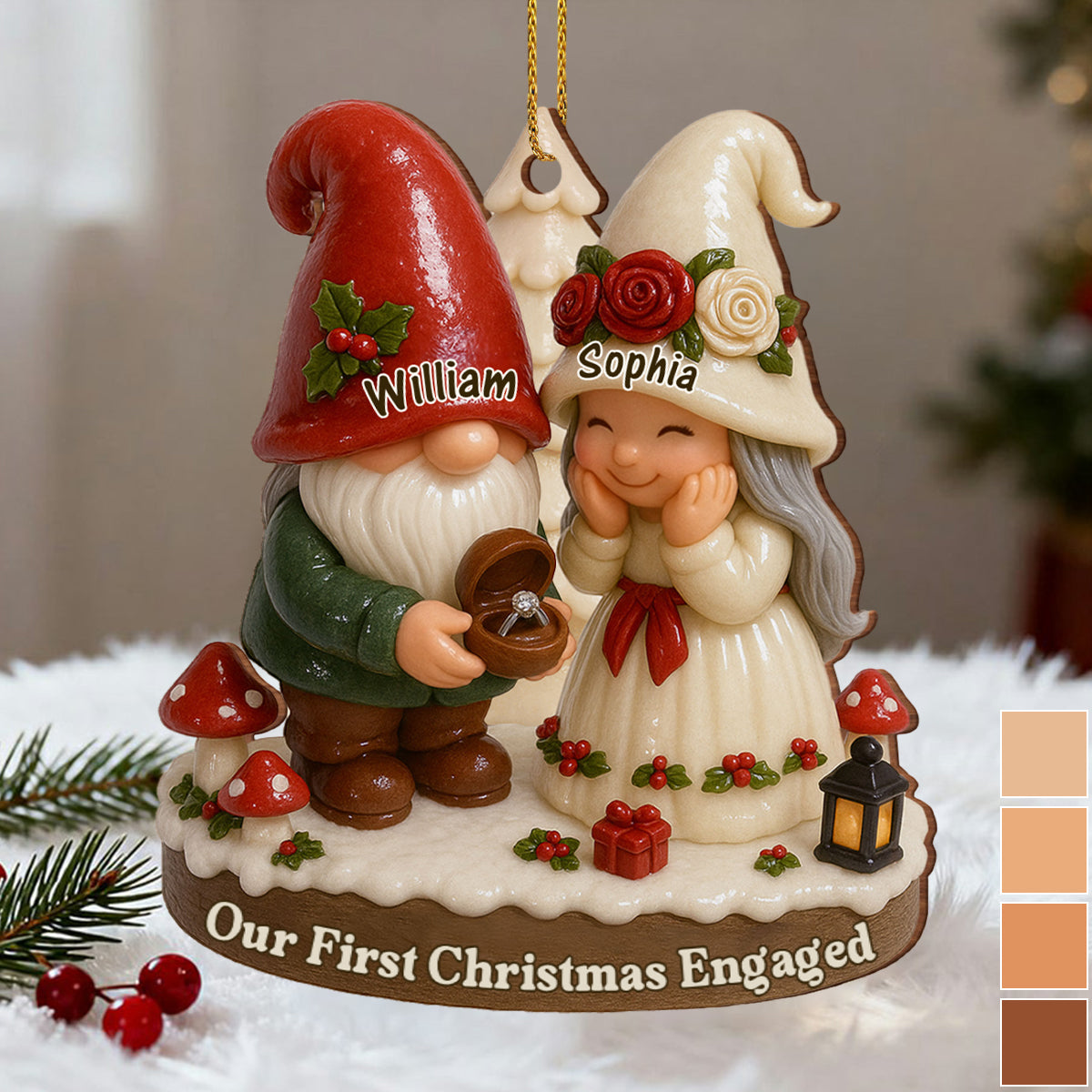 Our First Christmas Engaged - Custom Wood Ornament