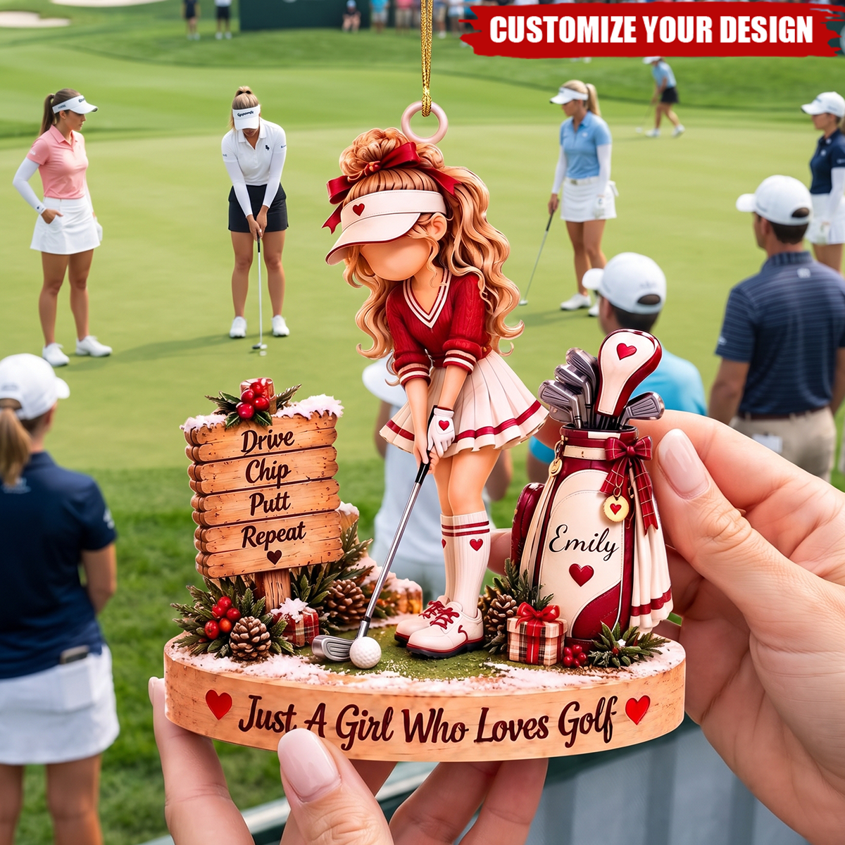 Personalized Golf Girl Christmas Ornament-Custom Name Gift