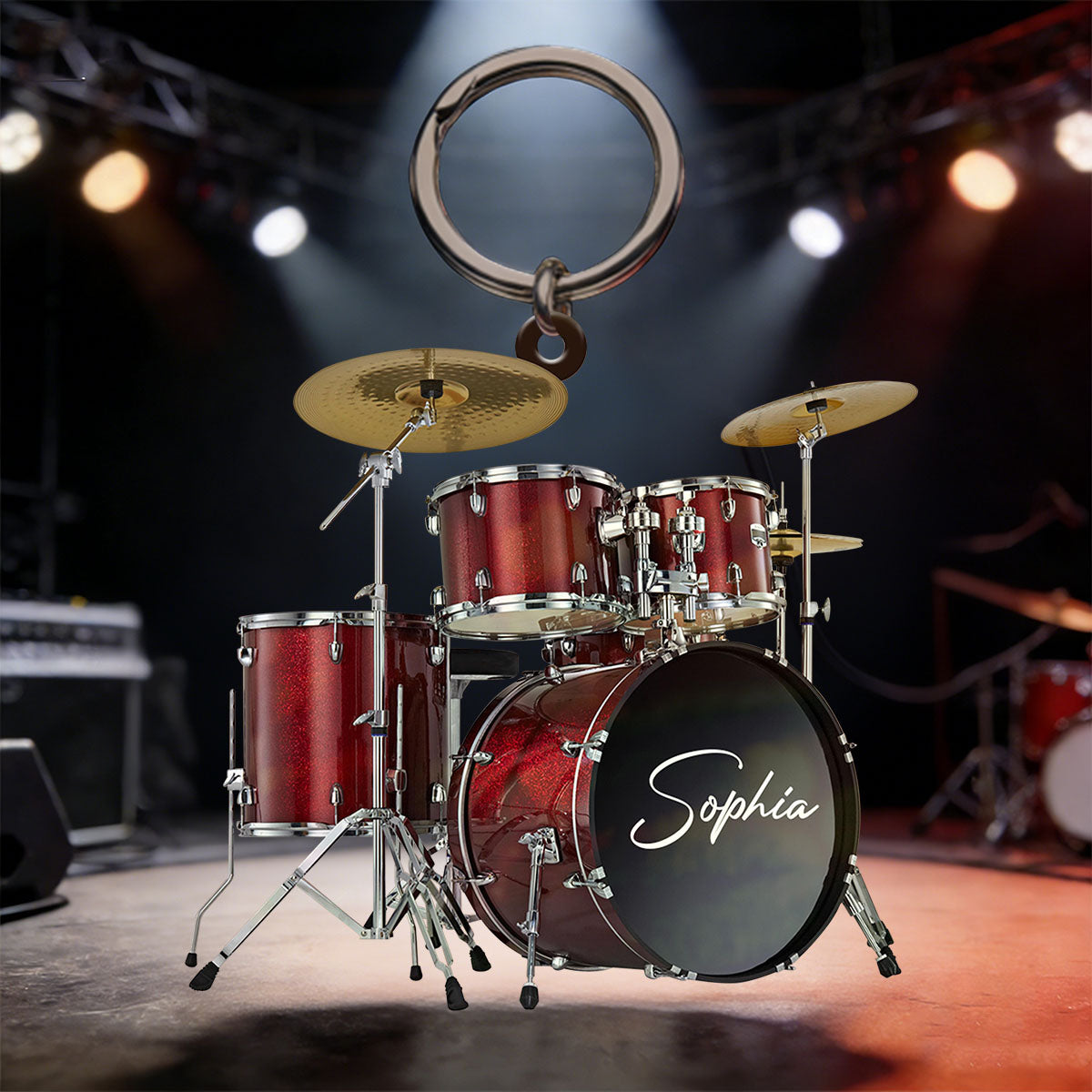 Personalized Custom Name Drum Keychain