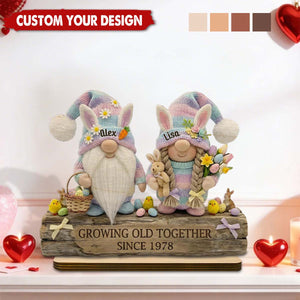 Personalized Couple Wooden Plaque, Easter Spring Shelf Decor