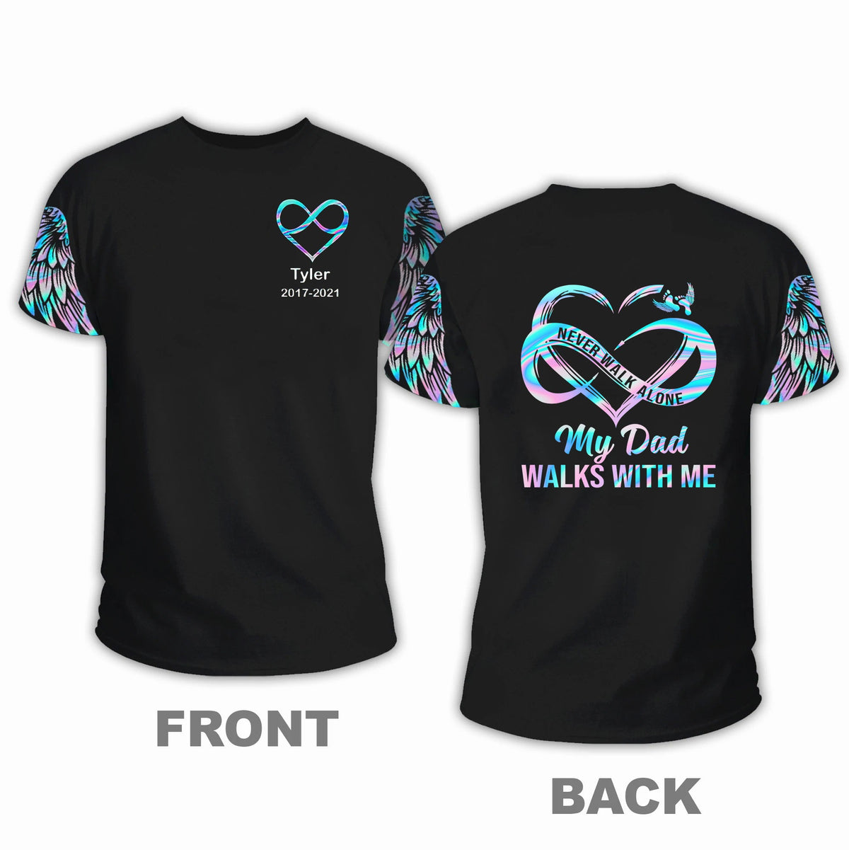 Never Walk Alone My Love Walks With Me Personalized T-shirt