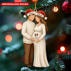 Custom Pregnancy Announcement Ornament - Personalized Couple Christmas Decoration