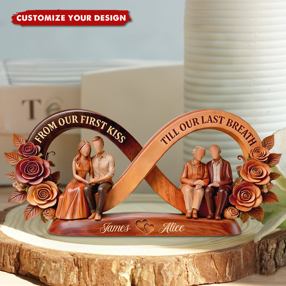 From Our First Kiss Till Our Last Breath - Personalized Couple Plaque