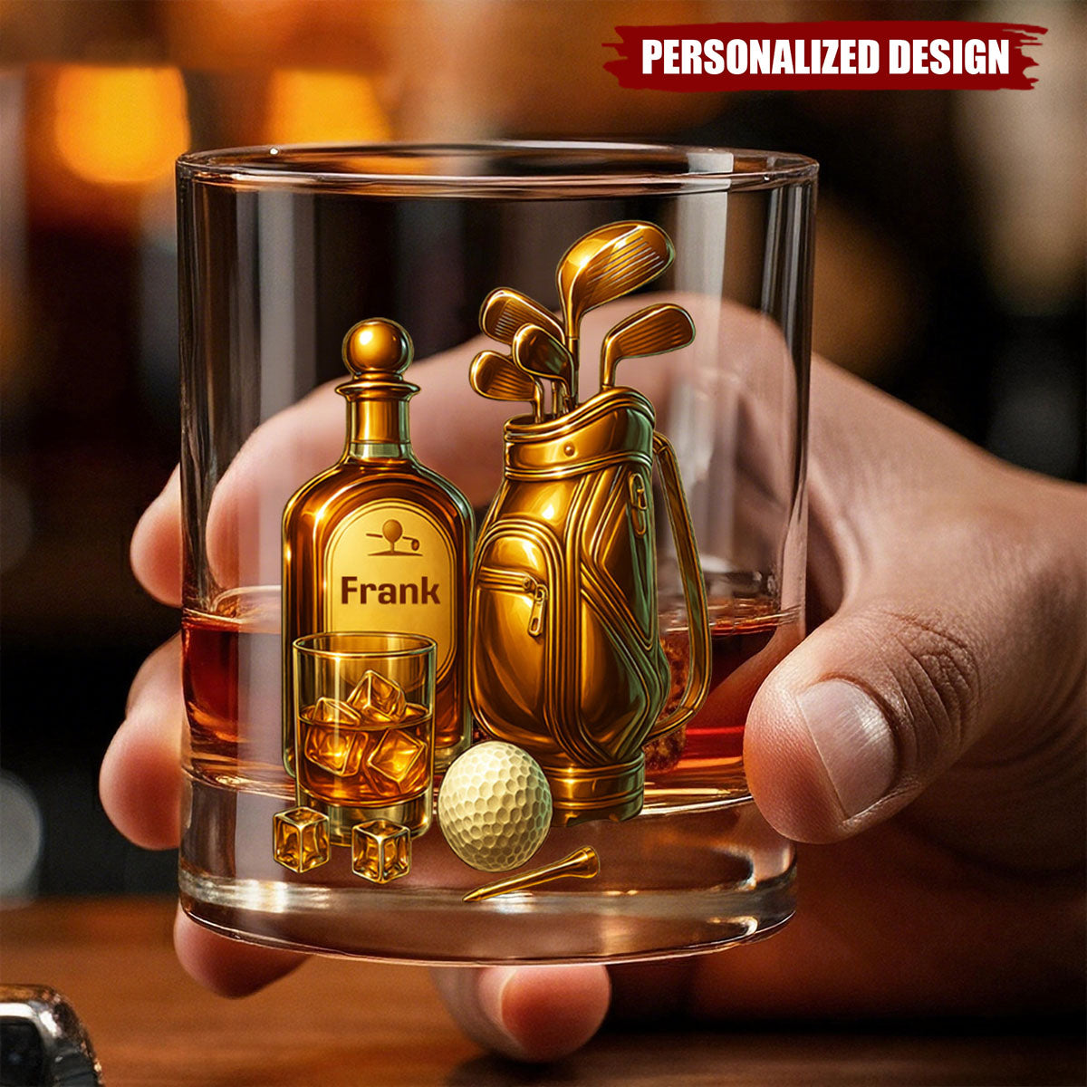 Whiskey & Golf - Personalized Golf Whiskey Glass
