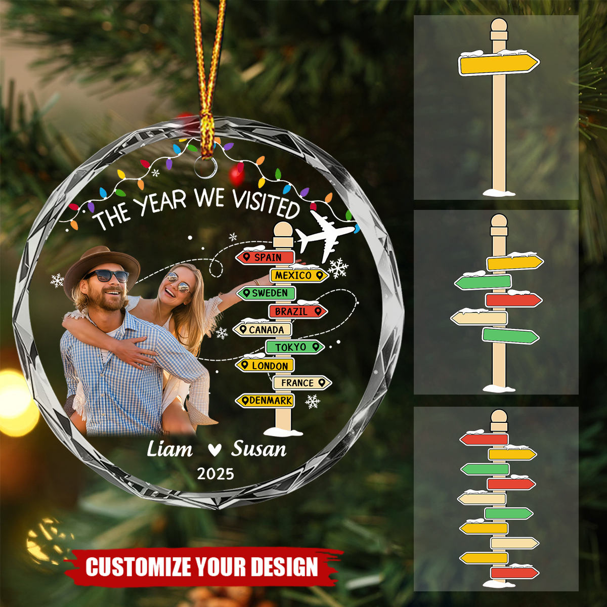 The Year We Visited Custom Glass Ornament, Couple Vacation Gift