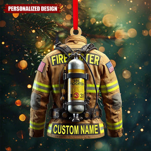 Personalized Firefighter Uniform Christmas Ornament