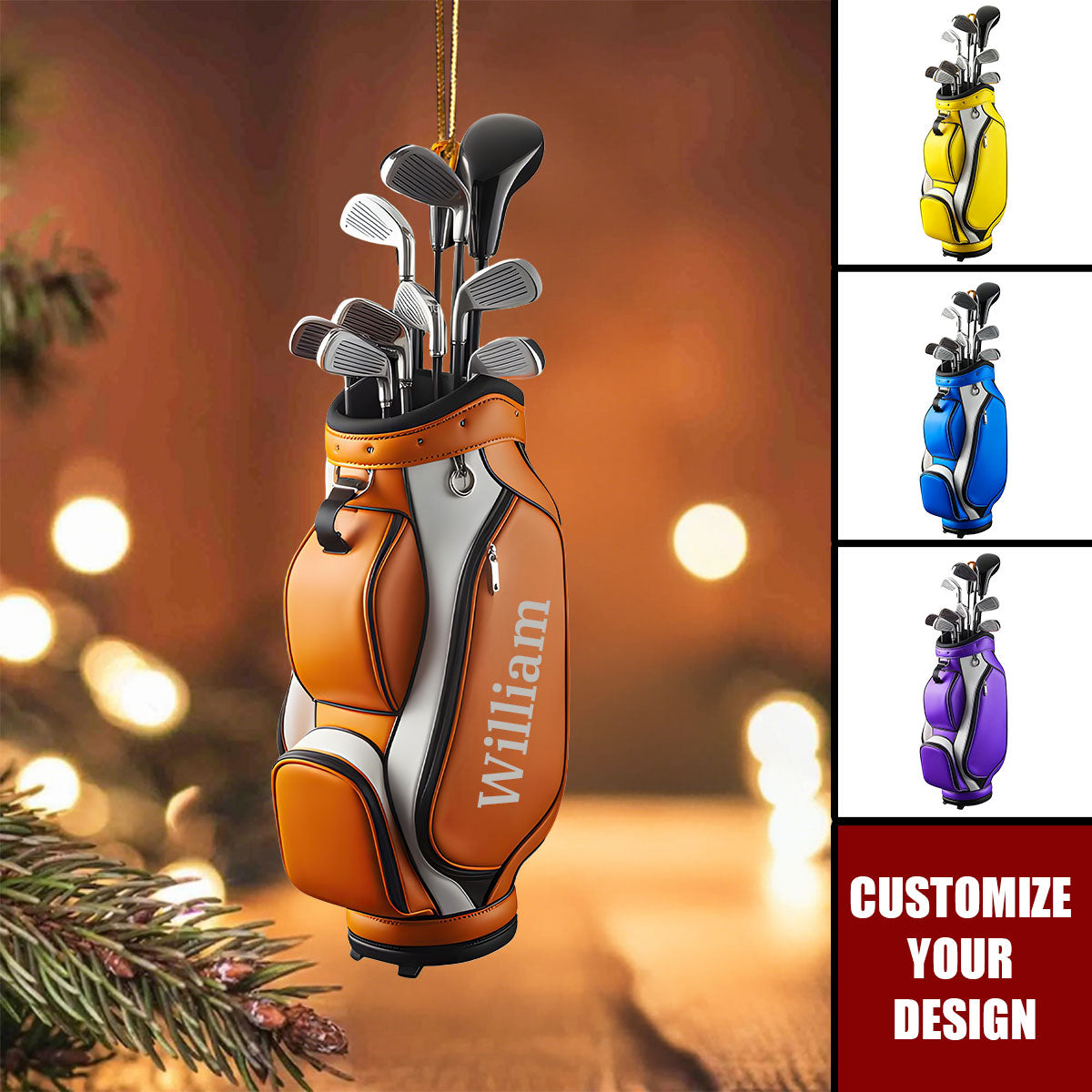 Personalized Golf Christmas Ornament, Golfer Gift
