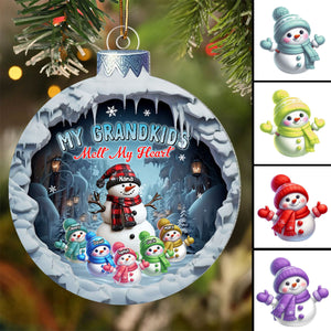 My Grandkids Melt My Heart - Custom Christmas Ornament For Grandma