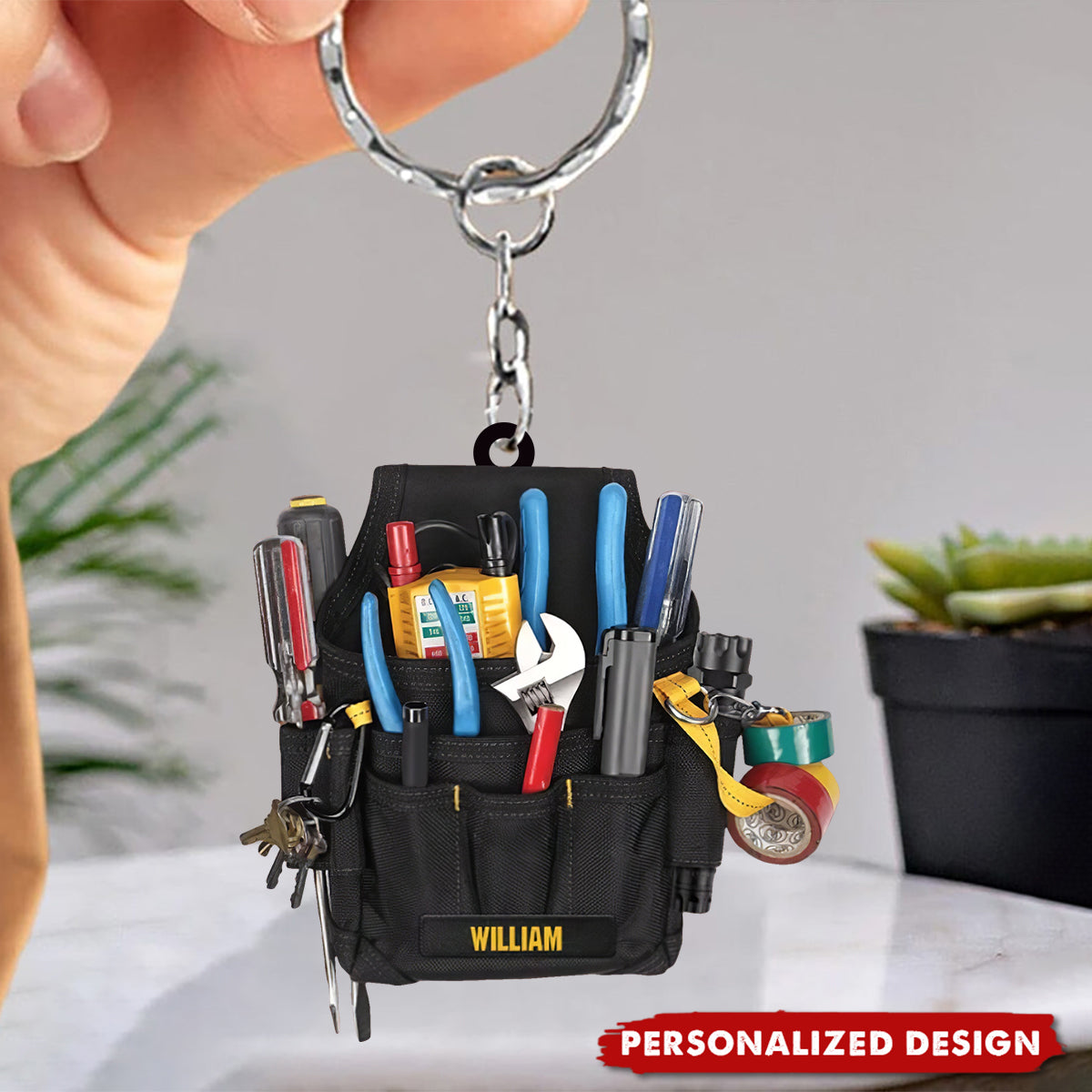 Personalized Electrician Tool Box Keychain, Gift for Dad Electrician