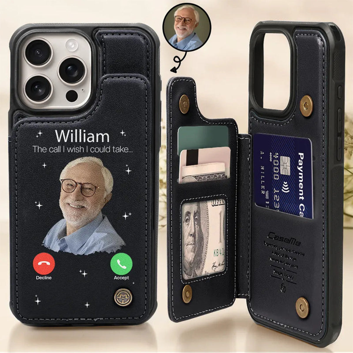 The Call I Wish I Could Take-Personalized Memory Photo Leather Wallet Phone Case