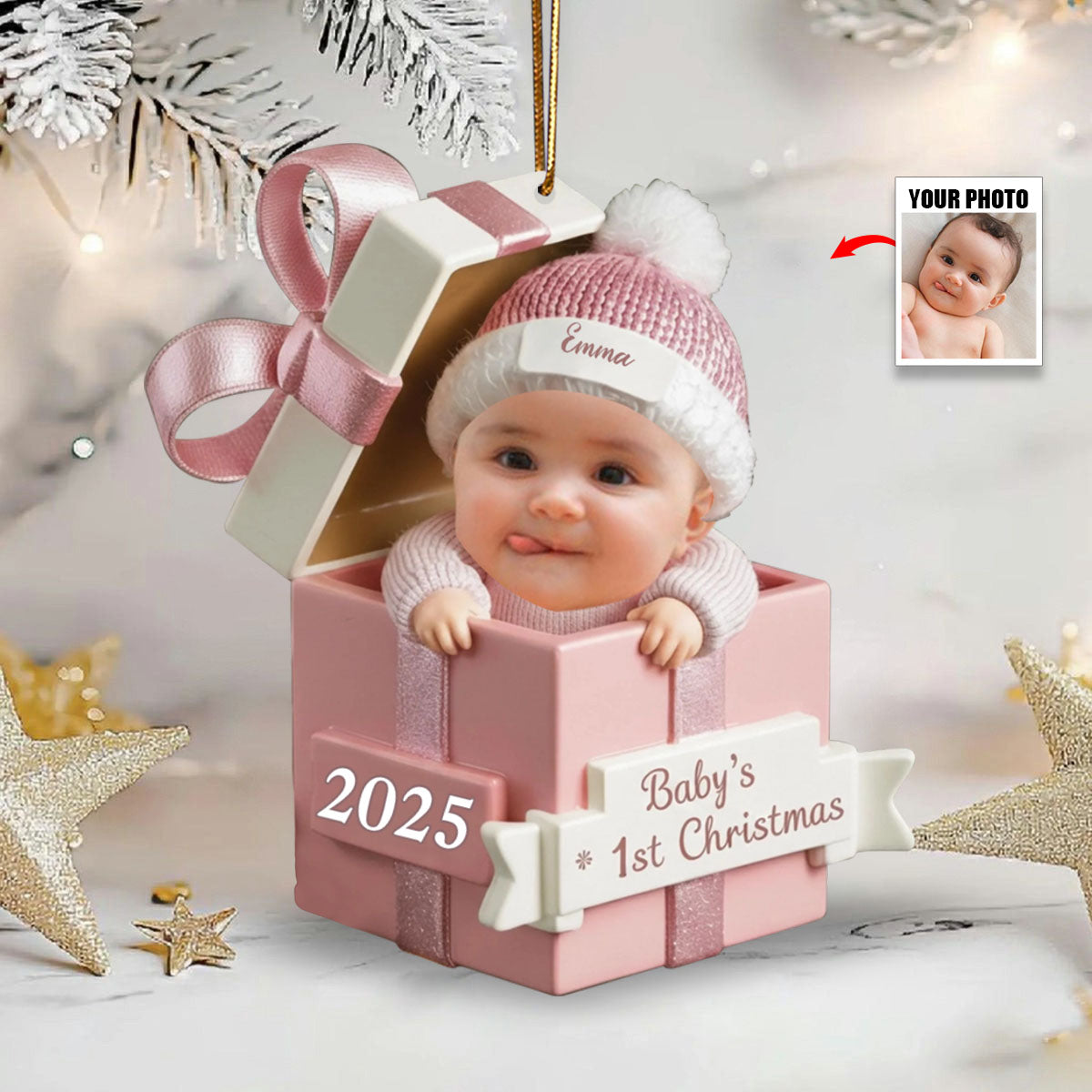 Custom Photo Baby's First Christmas Ornament