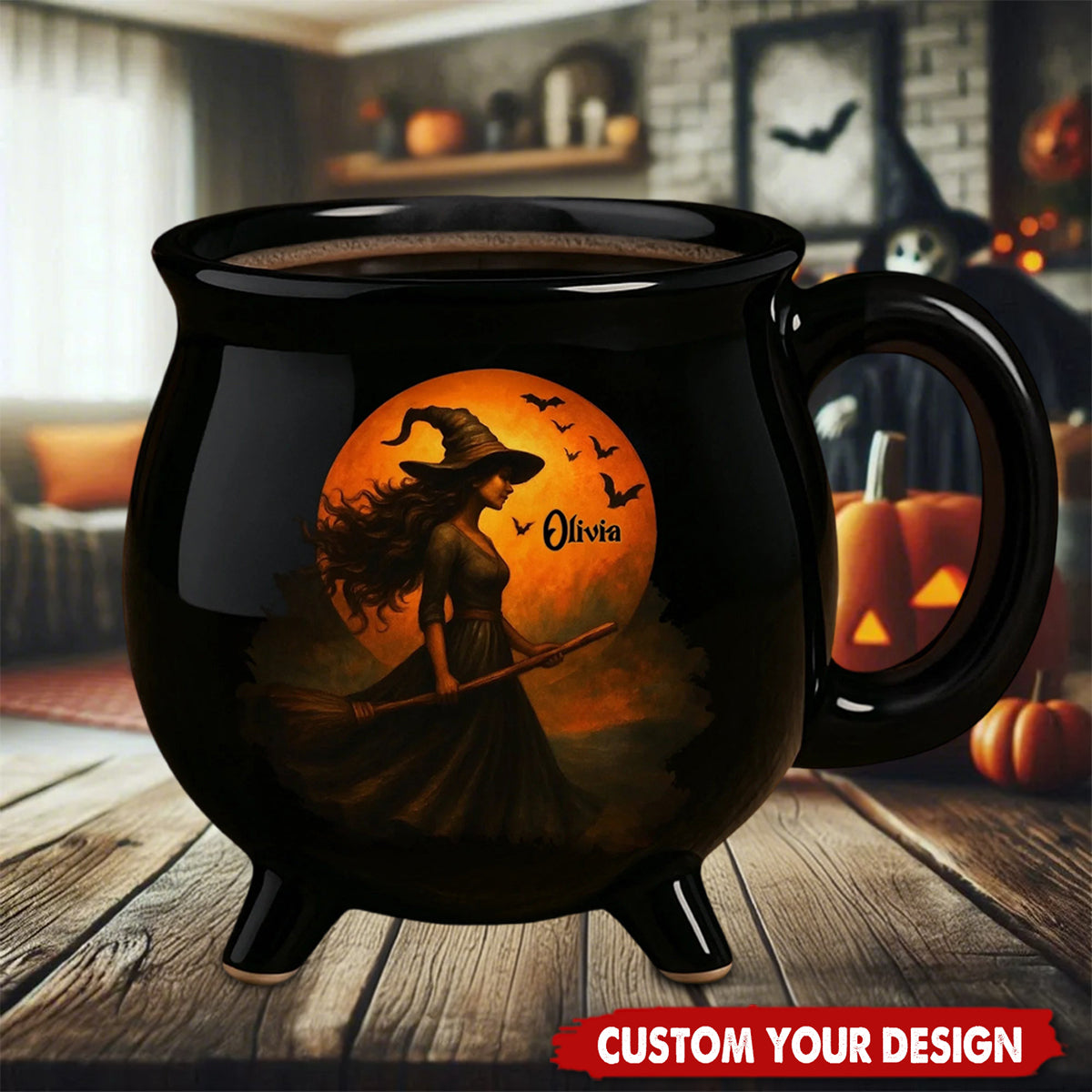 Custom Witch Cauldron Coffee Mug - Personalized Halloween Gifts