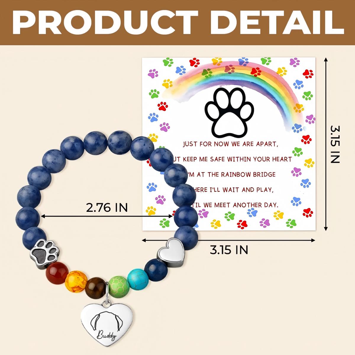 Waiting At The Rainbow Bridge - Custom Pet Memorial Bracelet
