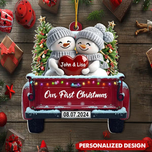 Truck Couple Christmas, Our Firstmas Christmas - Personalized Acrylic Ornament