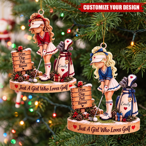 Personalized Golf Girl Christmas Ornament-Custom Name Gift