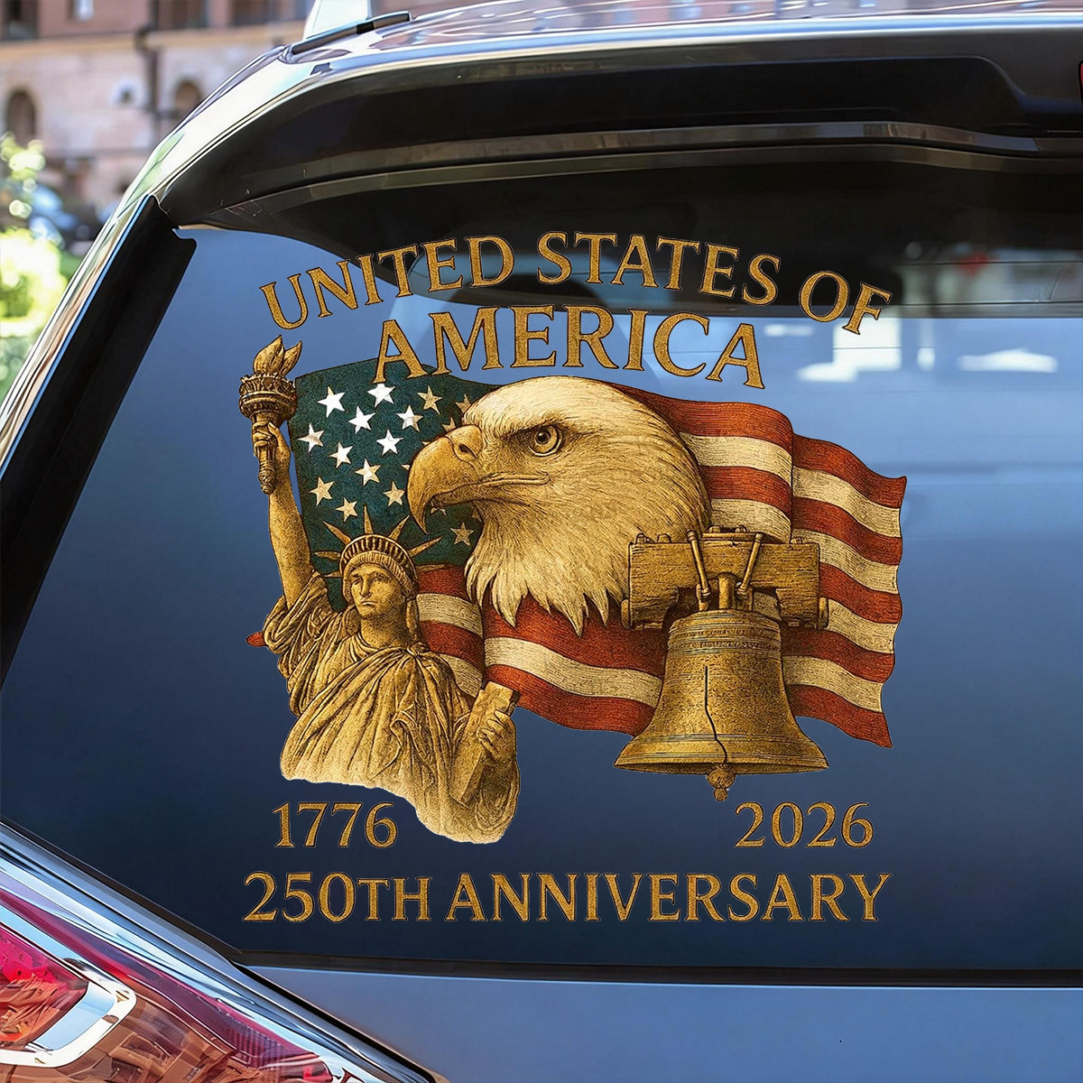 America 250th Anniversary Patriot Eagle With Statue Of Liberty Car Decal Sticker