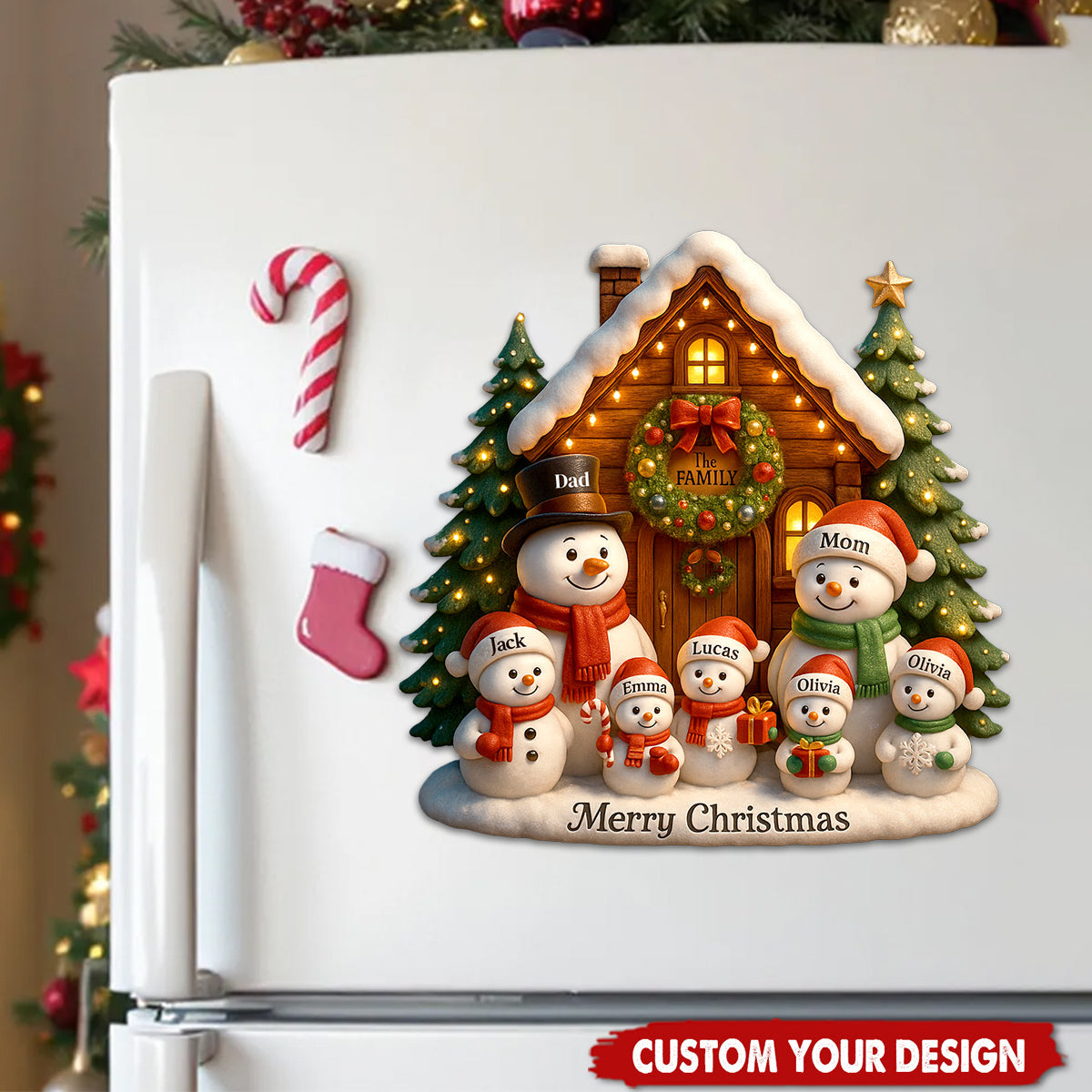 Christmas Snowman Family - Personalized Christmas Decal