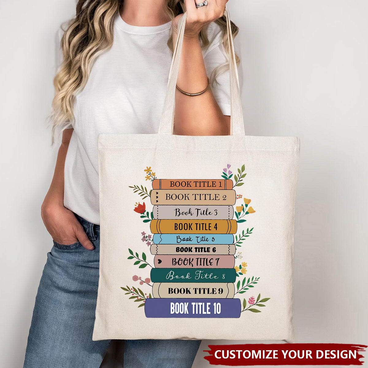 Personalized Custom Book Tote Bag, Aesthetic Bag, Casual Canvas Tote Bag
